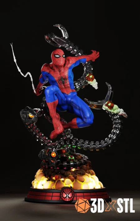 SpiderMan in Action V2 STL Dynamic 3D Print Pose