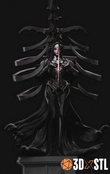 Cyber Nun STL Futuristic Warrior 3D Model