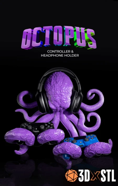 Octopus Controller And Headphone Holder STL Epic Gamer Stand