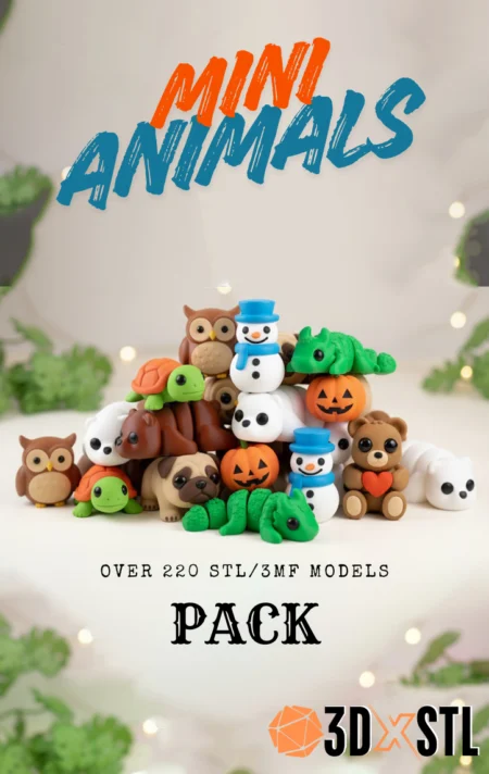 Pack of 220 Mini Animals STL 3MF 3D Models
