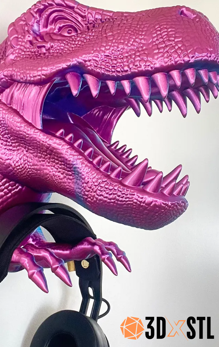 T-Rex Dinosaur Head Wall Mount STL Epic 3D Model