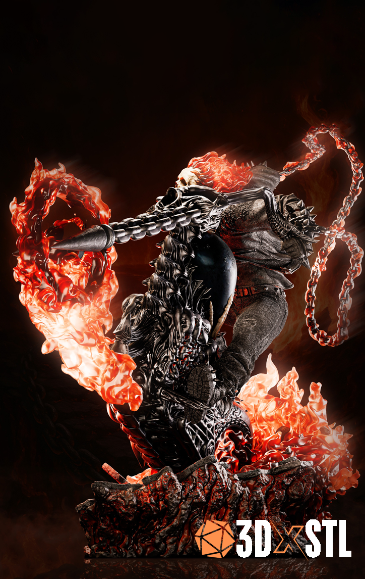 Ghost Rider STL Epic 3D Model Flaming Skull Superhero