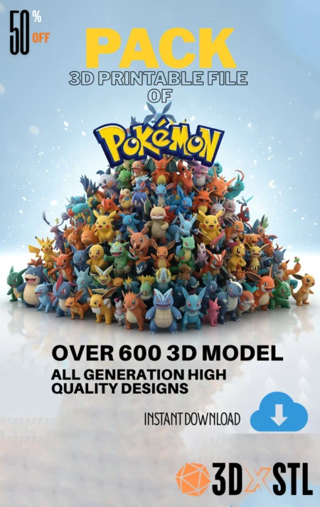 Pokémon STL Epic 3D Model Pack Over 600 Creatures from Gen 1 to 4 for 3D Printing