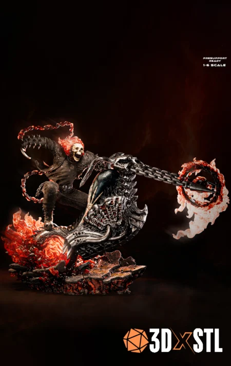 Ghost Rider STL Epic 3D Model Flaming Skull Superhero