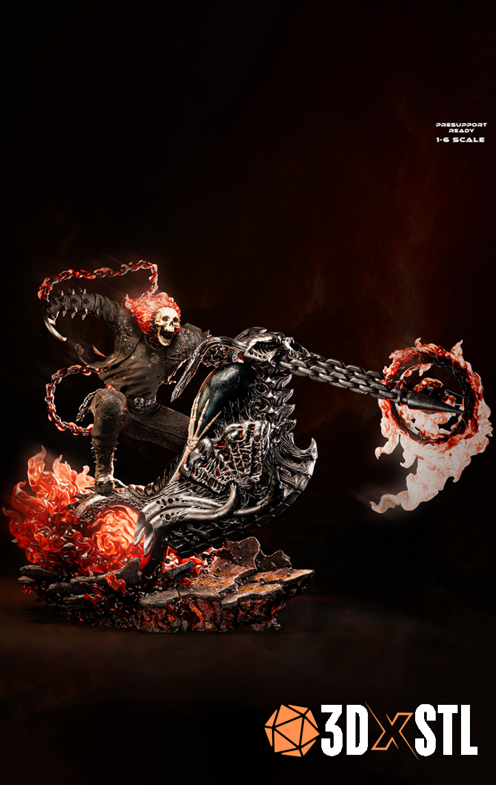 Ghost Rider STL Epic 3D Model Flaming Skull Superhero