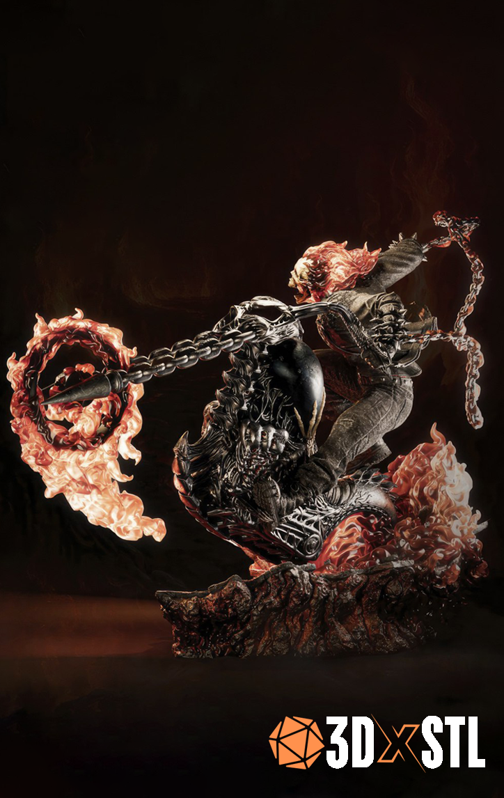 Ghost Rider STL Epic 3D Model Flaming Skull Superhero