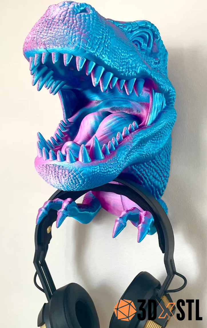 T-Rex Dinosaur Head Wall Mount STL Epic 3D Model