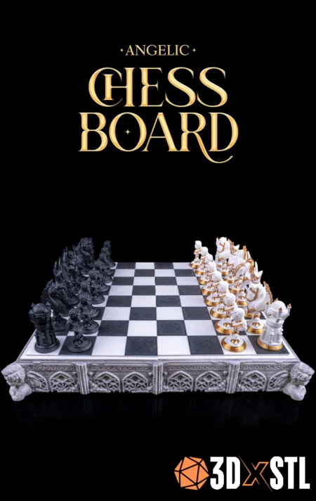 Angelic Chess Board STL Epic 3D Model