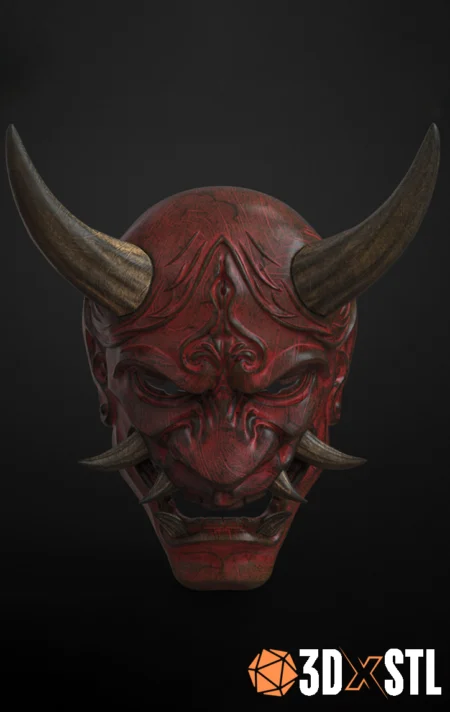 Hannya Oni Samurai Mask STL Epic 3D Model