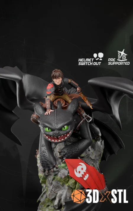 Hiccup and Toothless STL Epic 3D Model